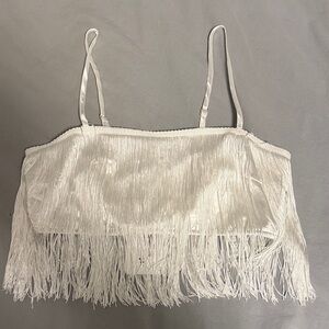 12th Tribe Gatsby White Fringe Crop